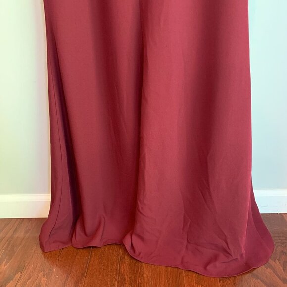 Dress The Population Womens VIOLA Long Dress Mermaid Gown SMALL in Burgundy - Picture 7 of 11